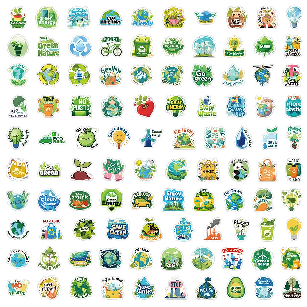 203 Buah Stiker Perlindungan Lingkungan Bumi Dekorasi untuk Jurnal Kerajinan DIY Proyek Edukasi Toko BulingBulingStickers