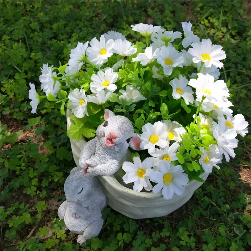 

Pocket Bunny Flower Pots Creative Resin Pots For Plants Desktop Succulent Plant Bonsai Pot Cute Decoration Hydronics Vase