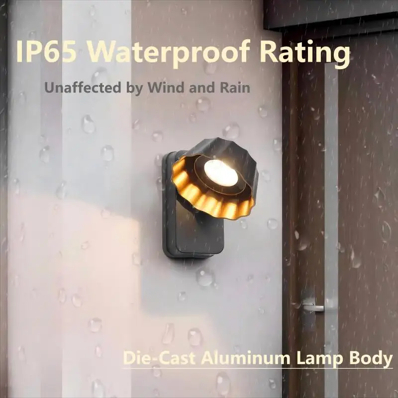 مصباح حائط خارجي LED حديث مقاوم للماء IP65 340 ° دوران الألومنيوم الإبداعية LED السرير ضوء فناء المرآب البيض لاذع مصباح داخلي #2