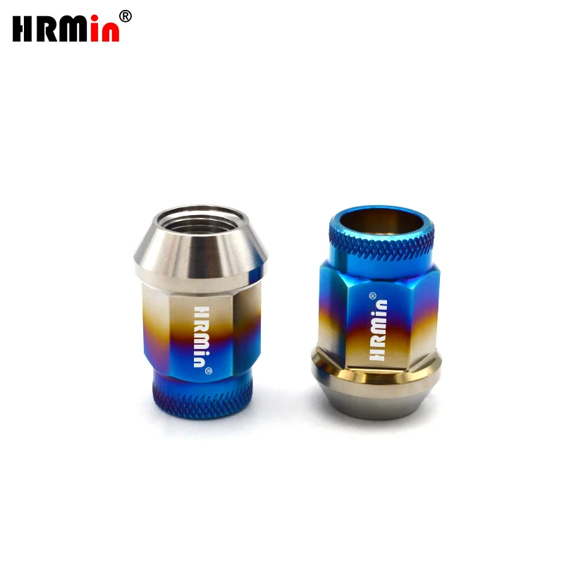 

HRMin Knurled Gr.5 titanium cone seat wheel lug nut titanium nut M14*1.5*35mm for Tesla, Cherokee,Jaguar,VW,AUDI, Mercedes Benz