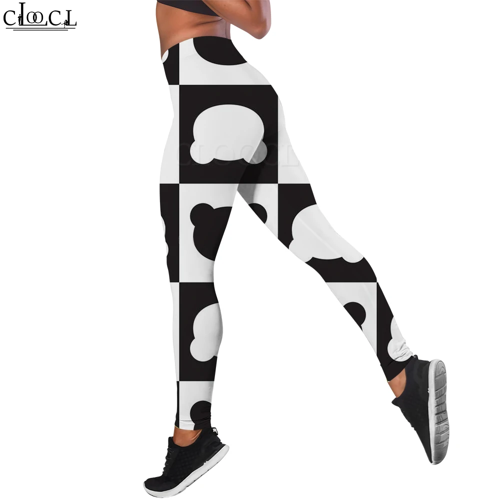 

CLOOCL Fashion News Casual Workout Trousers Women Seamless Legging Black and White Bear Print Legins Pants Clothing