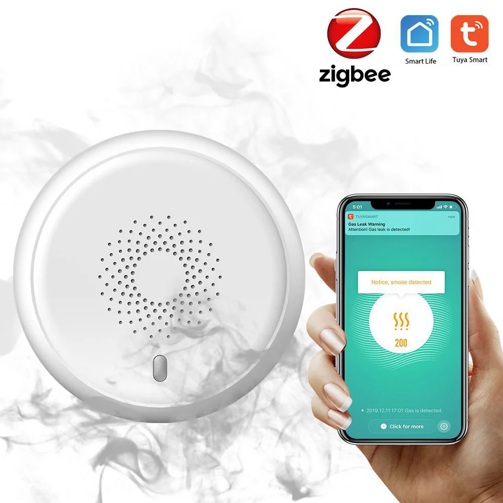 

Zigbee Smoke Detector New Wireless Smoke Sensor Intelligent Linkage Detecting Fire Alarm Security Protection Smart Life Tuya APP