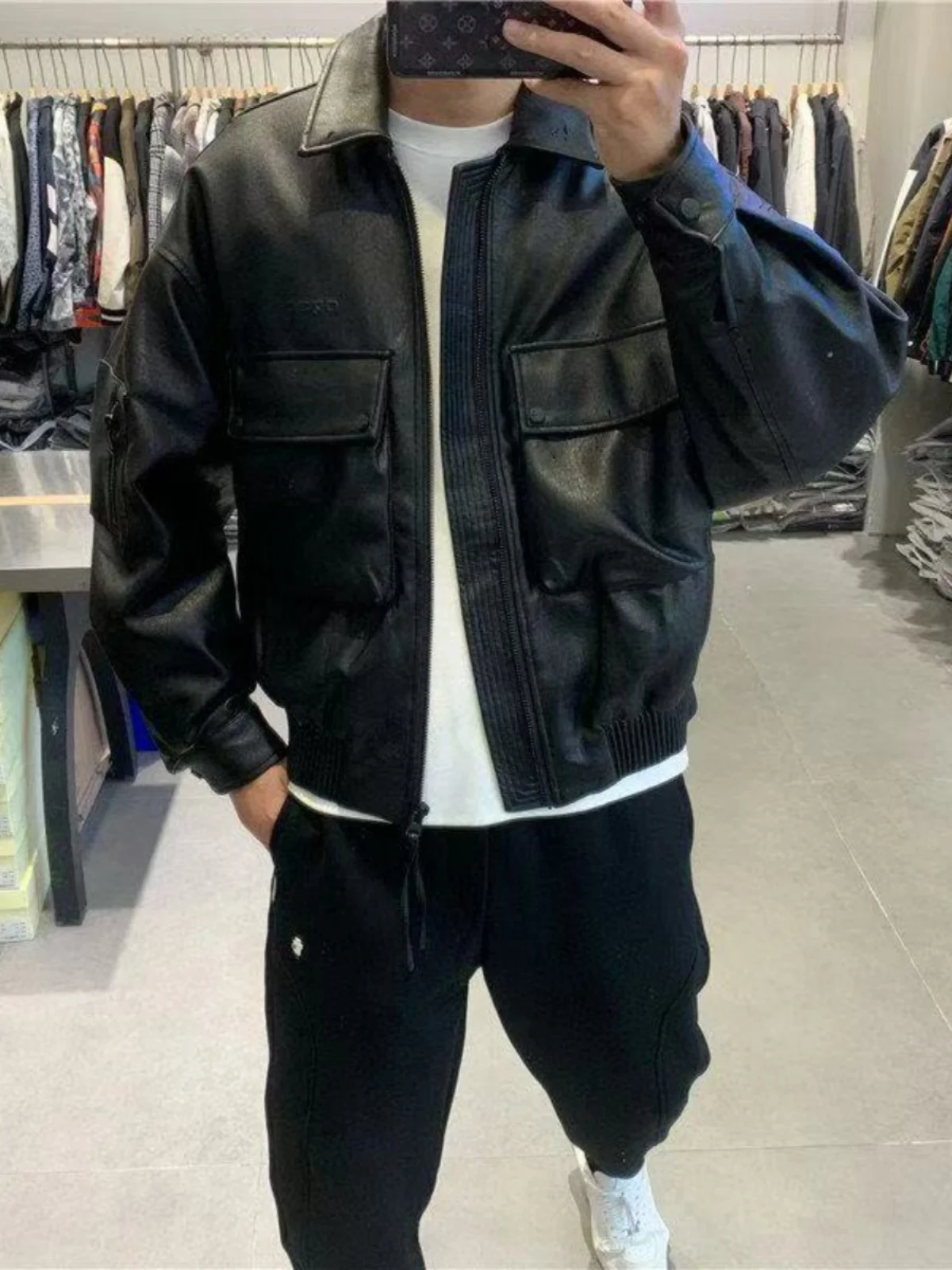 

Bla Байкерская кожаная куртка, мужская модная брендовая хлопковая рабочая одежда, пальто с воротником в стиле ретро, зимнее новое поступление, подходит для молодежи, трендовая одежда