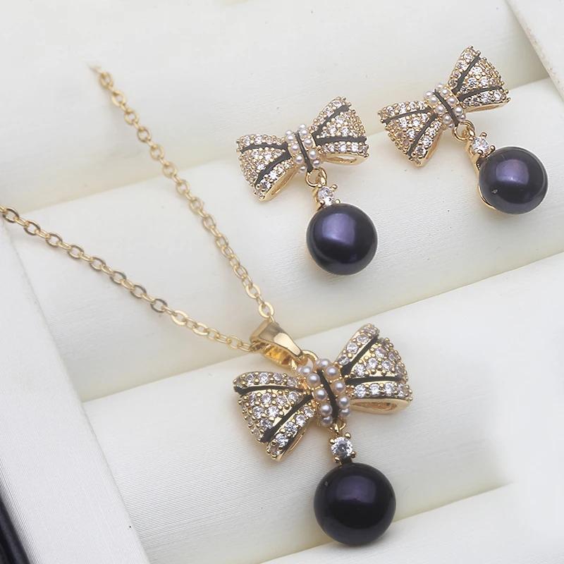 

Good Natural Pearl Necklace and Earring Woman,Cute Freshwater 925 Silver Pearl Jewelry Set Wife Mother Gift Birthday White