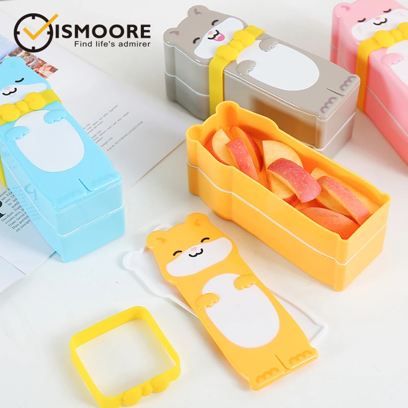 Vismoore Fruit Box Bento Box Portable Children’s Picnic Spring Outing Plastic Cute Takeaway Double Layer Snack Lunch Box