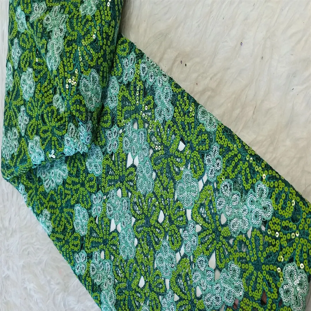 

Sequins African Lace Fabric Guipure Cord Lace Fabric 2025 High Quality Lace 5Yards French Fabric For Party Wedding Dress Sew