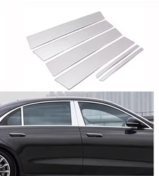 Silvery Chrome Plated Pillar Post Fit For Mercedes-Benz S-Class W221 Door Side Trim Window Cover Car Sticker Decal Chrome Plated