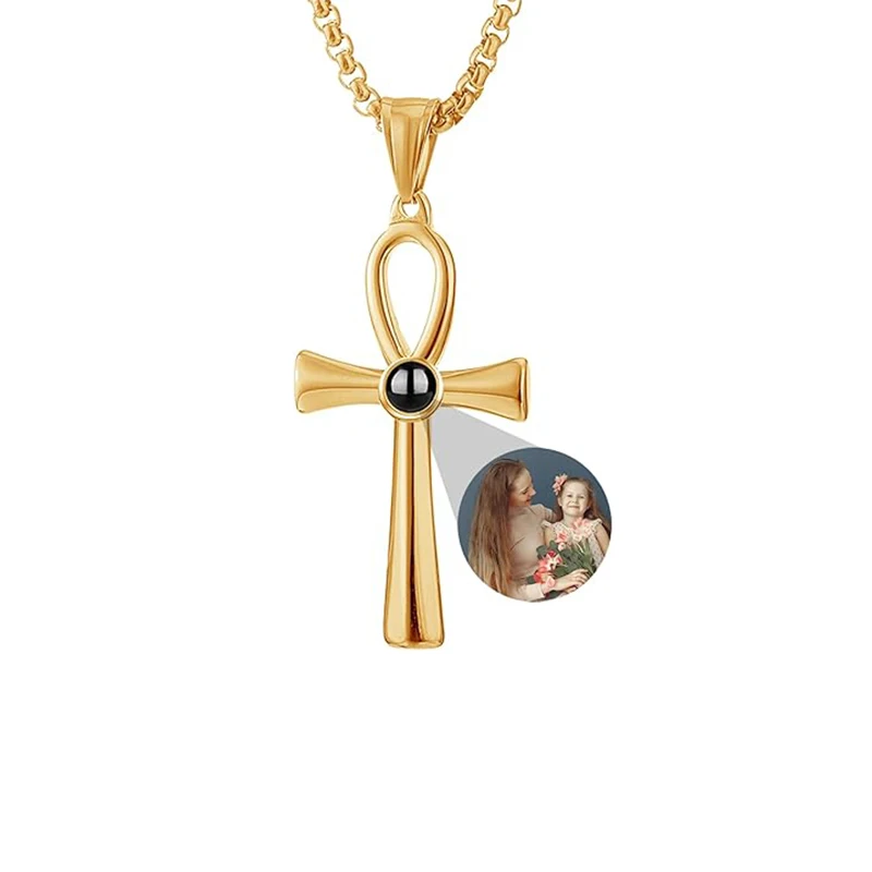 Projektions-Halskette mit Personalisiertem Foto & Text, Individuelles Foto-Kreuz-Anhänger, Erinnerungsschmuck für Frauen – Detail 15