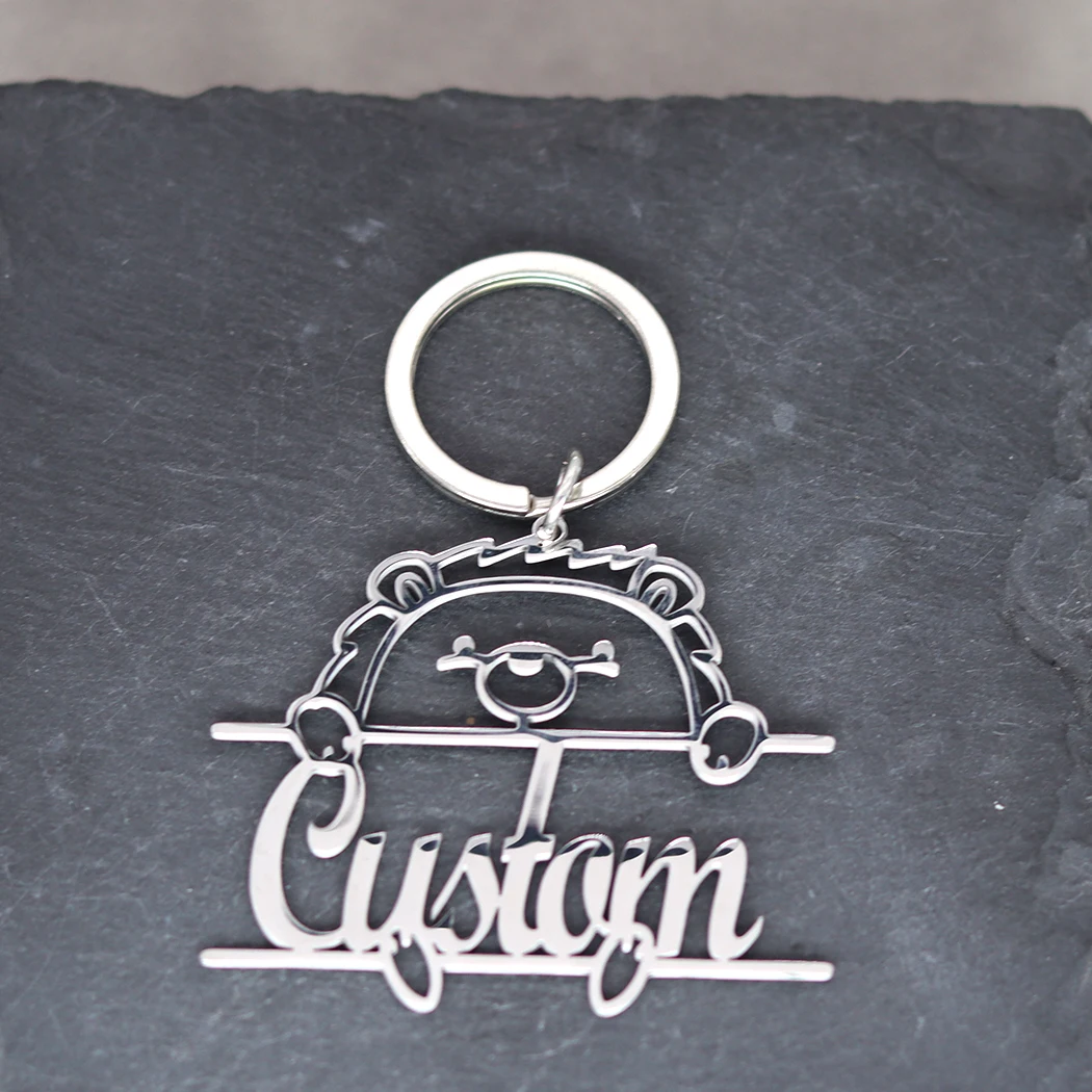 

Personalized Punk Lion Pendant Customized Engrave Name Keychain Men Women Car Keyring Stainless Steel Jewelry Birthday Gift