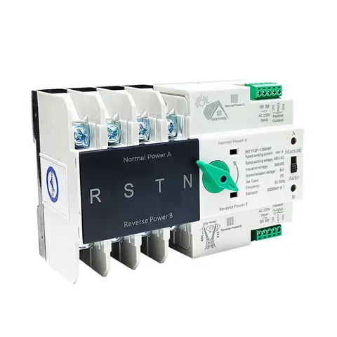 DIN Rail ATS Automatic Transfer Switch 125A - For Solar PV/Inverter Dual Power, 2P/4P 110V/230V AC, Uninterrupted Power Supply