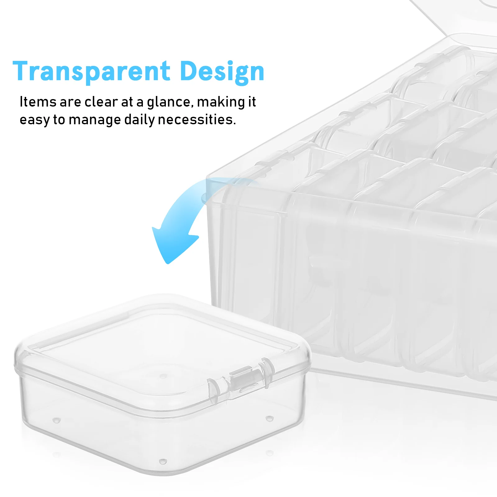 

2 set 2 Sets Transparent Plastic Boxes Clear Small Stackable Organizer Cases For Jewelry Earrings Rings Accessories Crafts Beads