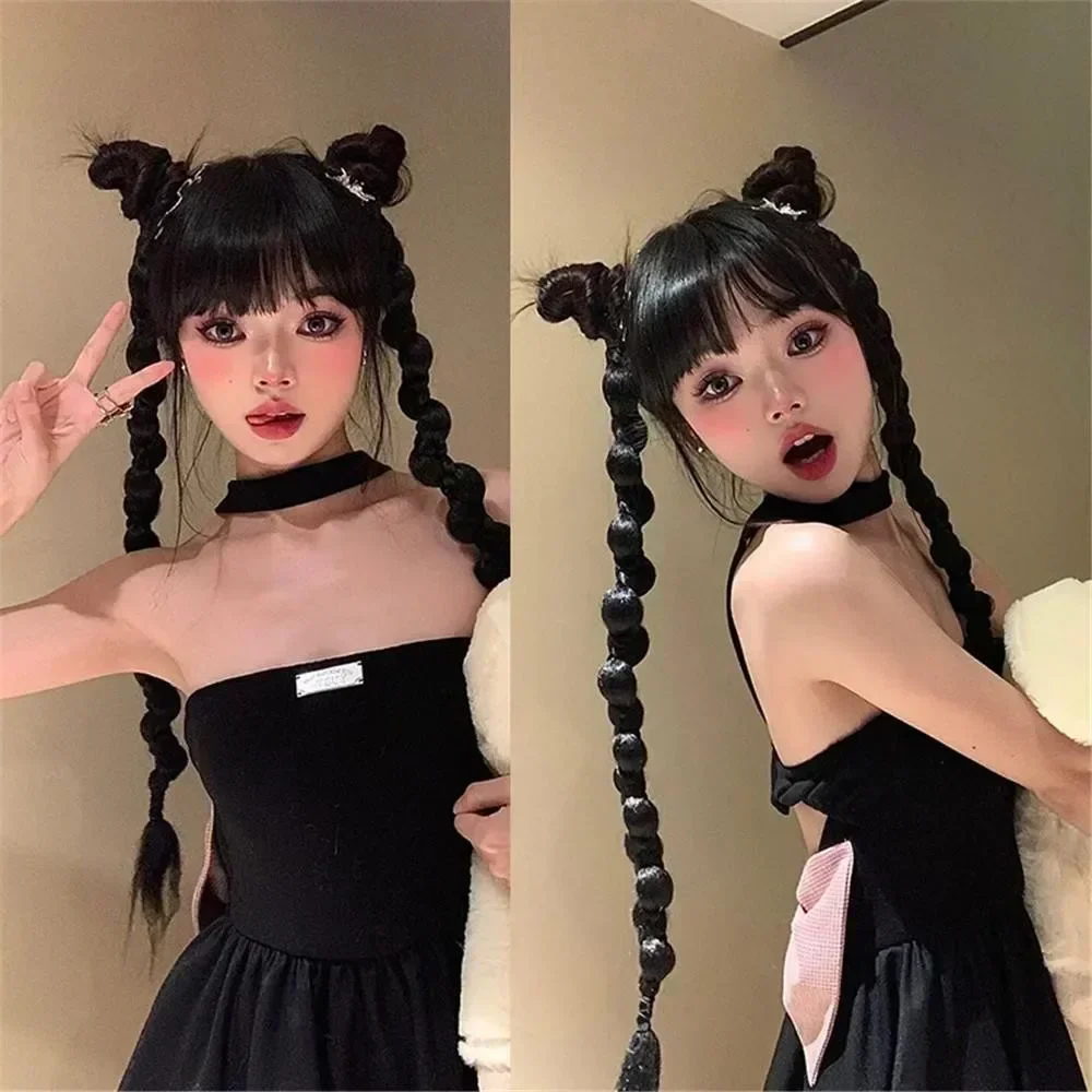 70 سنتيمتر الاصطناعية أزياء المرأة طويلة الملتوية شعر مستعار مضفر الملاكمة فتاة وهمية ذيل حصان الشعر التمديد #3