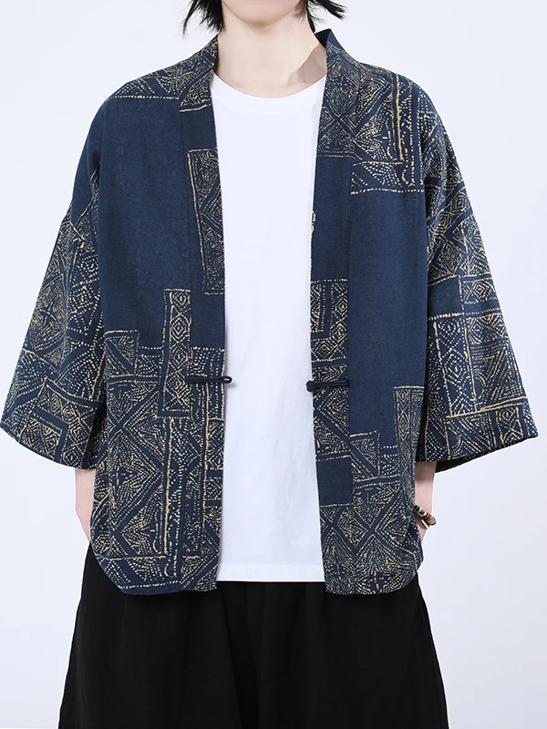 

Yunnan Men's Faionable awl Top Ethnic Minori Sle Clothing Xiuangbanna Dai People's Long Coat Summer Casual Wear