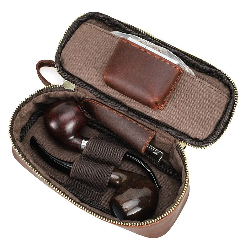 Portable Smoking Pipe Bag Soft PU Leather Tobacco Pipe Storage Bag for Travel Smoking Tools Accessories Pouch