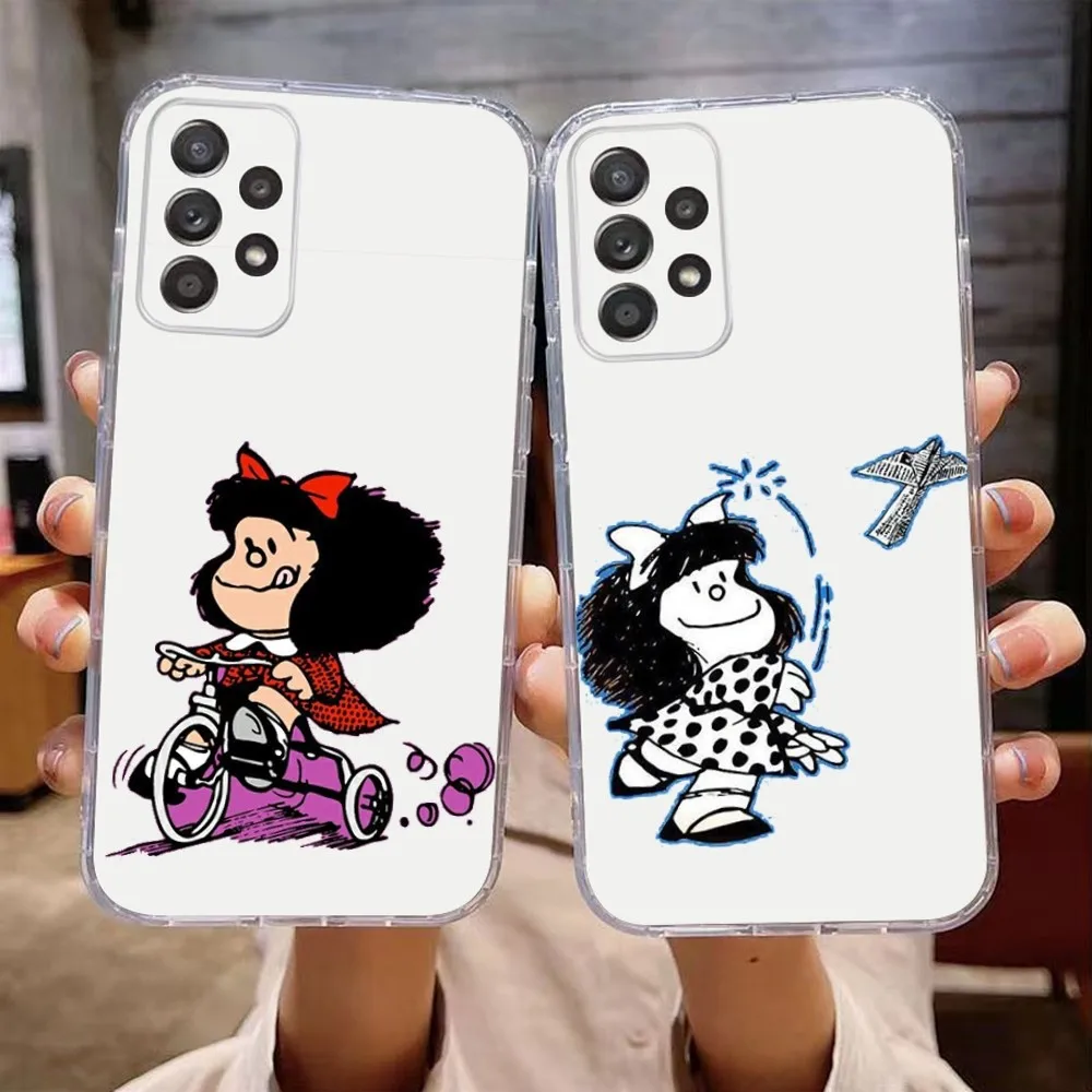 

Cute Mafalda Phone Case For Samsung A 71,70,52,51,4G,40,31,50,20,21,S,12,10,S,A03S,Note20 Ultra,4G,Ultra,Soft Transparent Case