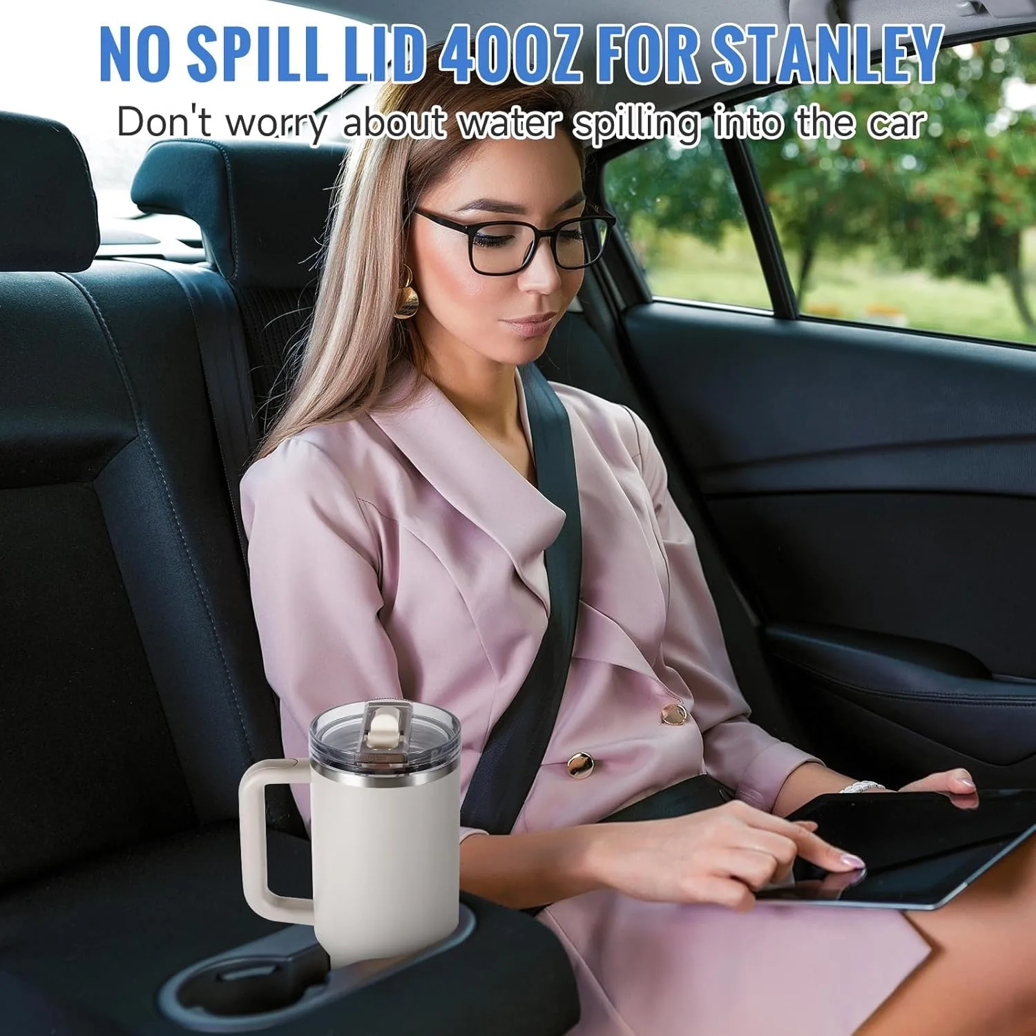 40OZ Leak Proof Flip Straw Lid Replacement Fit for Stanley Quencher H2.0 and ProTour Tumbler Exact Color Tumbler Lid Replacement