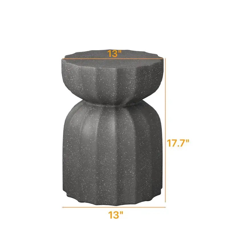 طقم طاولة قهوة وجانبية مقاومة للماء مقاس 13 بوصة، أسمنت MgO متين، مثالي للفناء والحديقة والفناء الخلفي وغرفة المعيشة، رمادي، قطعتان،