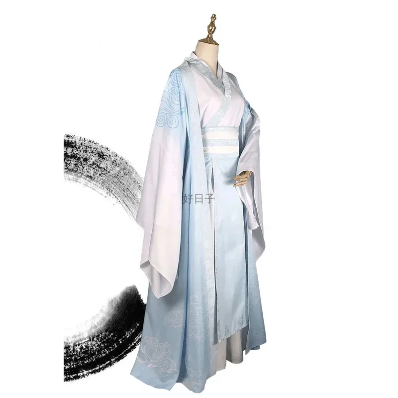 أزياء لان وانغجي التأثيرية مو داو إلى شي أزياء لان زان القديمة شعر مستعار وي ووشيان ييلينغ البطريرك زي الباروكات الأحذية M1