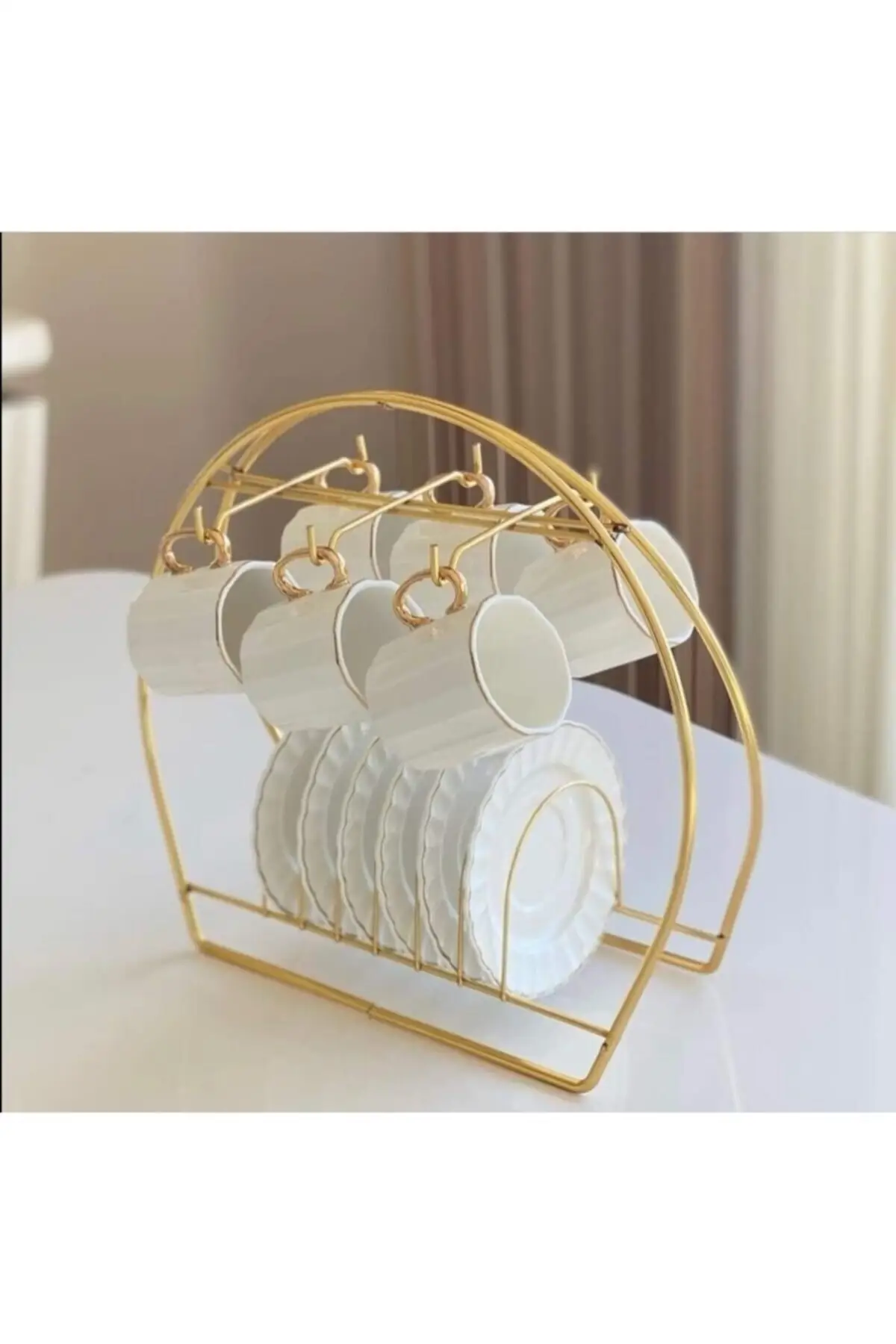 DOLBOVI Gold Metal coffee cup hanger hanger hanger with plate compartment Stand