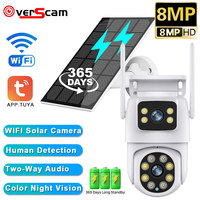 Tuya 8MP 4K Solar Wirelesss IP Camera Color Night Vision Outdoor 4MP Dual Lens Wifi PTZ Security Camera Auto Tracking Smart Life