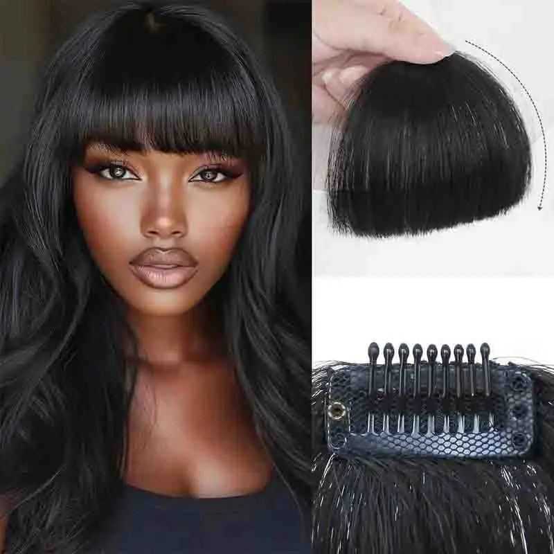 Elegant Clip In Straight Human Hair Bangs for Women Natural Looking Versatile Daily Wear Fringe Extensions