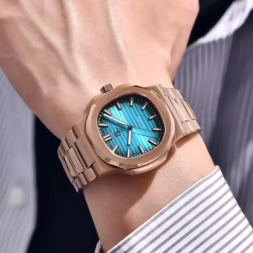 PAGANI تصميم جديد الرياضة أناقة ساعة ميكانيكية الفولاذ المقاوم للصدأ مضيئة رجل ساعة الياقوت النورس ST16 Movt ساعات رجالية