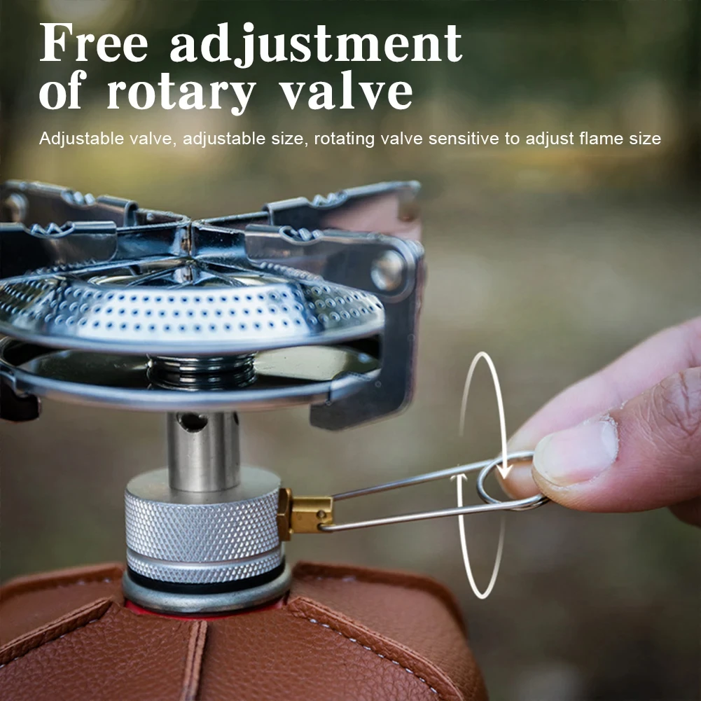 1 قطعة موقد غاز تخييم خارجي موقد غاز صغير مع حقيبة تخزين موقد طهي محمول قابل للتعديل للمشي لمسافات طويلة والتسلق والصيد - 5