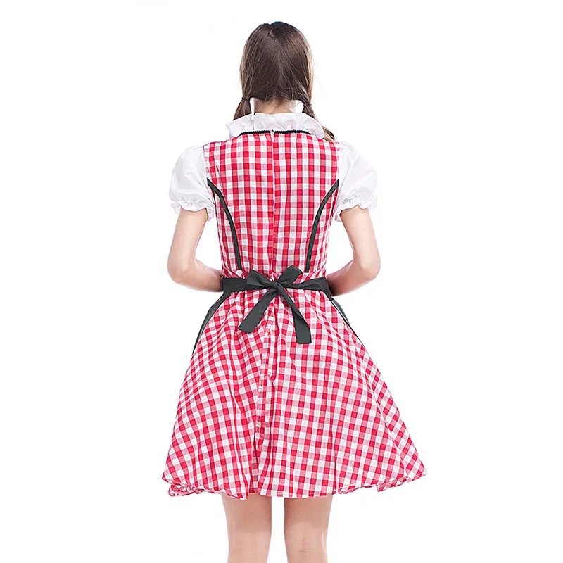 Donne adulte Oktoberfest Dirndl Carnival Party tradizionale tedesco Bavaria Beer Girl Dress Maid Costume Dress + grembiule Outfit