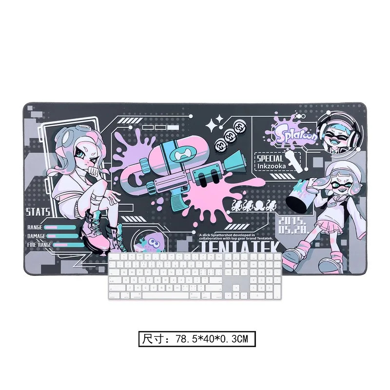 

Оригинальный большой игровой коврик для мыши Splatoon, игровой стол с большим черно-белым противоскользящим утолщенным мягким ковриком