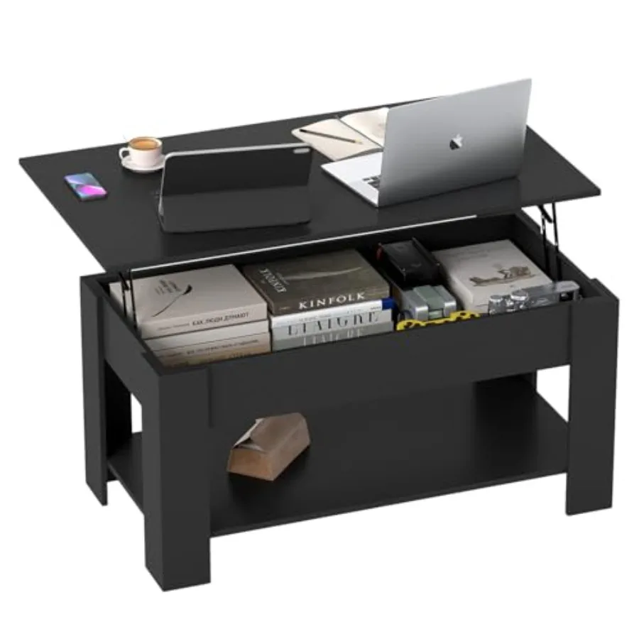 

39 inch Lift Top Coffee Table with Hidden Storage Compartment and Lower ShelfCoffee Table with Lift Top for Living Room Home Sm