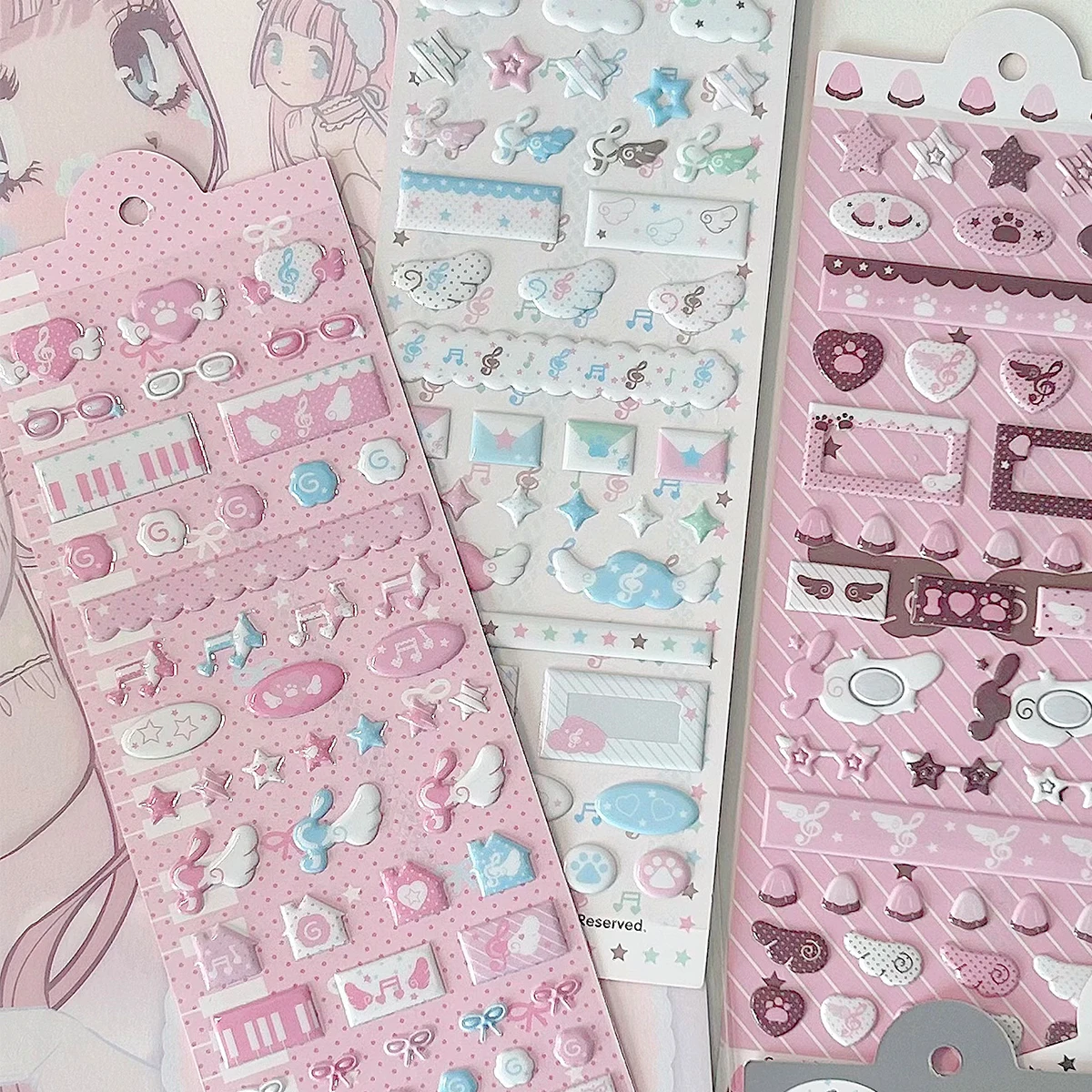 WAKAWAKA Simpatici adesivi decorativi per Scrapbooking Keluli Moment Pink Wing Star Adesivi decorativi Fai da te Telefono Bagagli Moto