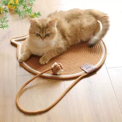 Cat Scratch Mat Cotton Rope Toy Ball Pet Sleeping Cat Scratch Board Round Cat Lying Mat Cat Litter Pet Mat