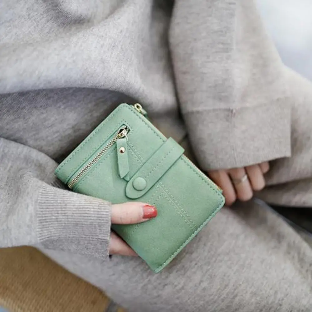 Carteras cortas plegables para mujer, tarjetero impermeable con ranura para múltiples tarjetas, monedero ligero de cuero PU de estilo coreano para viaje