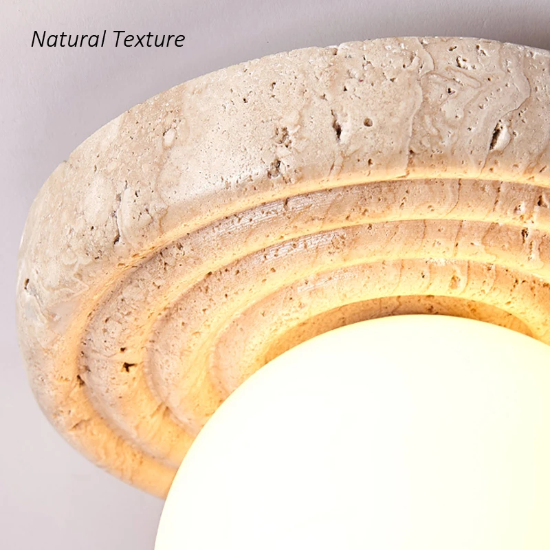النمط الياباني الإبداعية الطبيعية مصباح السقف الصغيرة بسيط الأصفر الحجر الجيري شرفة الممر غرفة الديكور ضوء لون دافئ