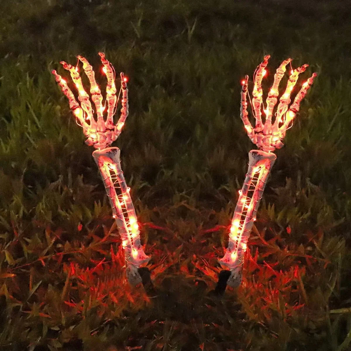 Halloween solar ghost hand LED light string, ghost festival courtyard atmosphere decoration light, copper wire ground plug light