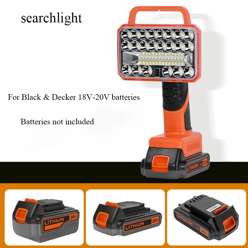 Portable Handheld Cordless LED Light for Makita/DeWalt/Bosch/Black&Decker/Craftsman/Ryobi 18/20V Batteries Outdoor Camping Torch