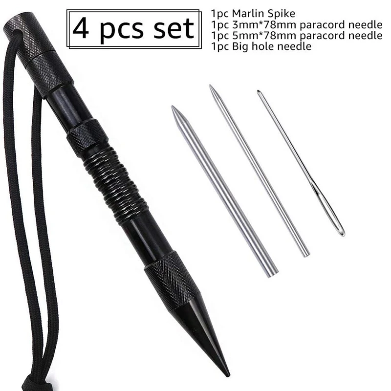 4 Pcs Marlin Spike With Lacing Needles/Fids For Paracord Or Leather Work Paracord FID Set Paracord Stitching Needles