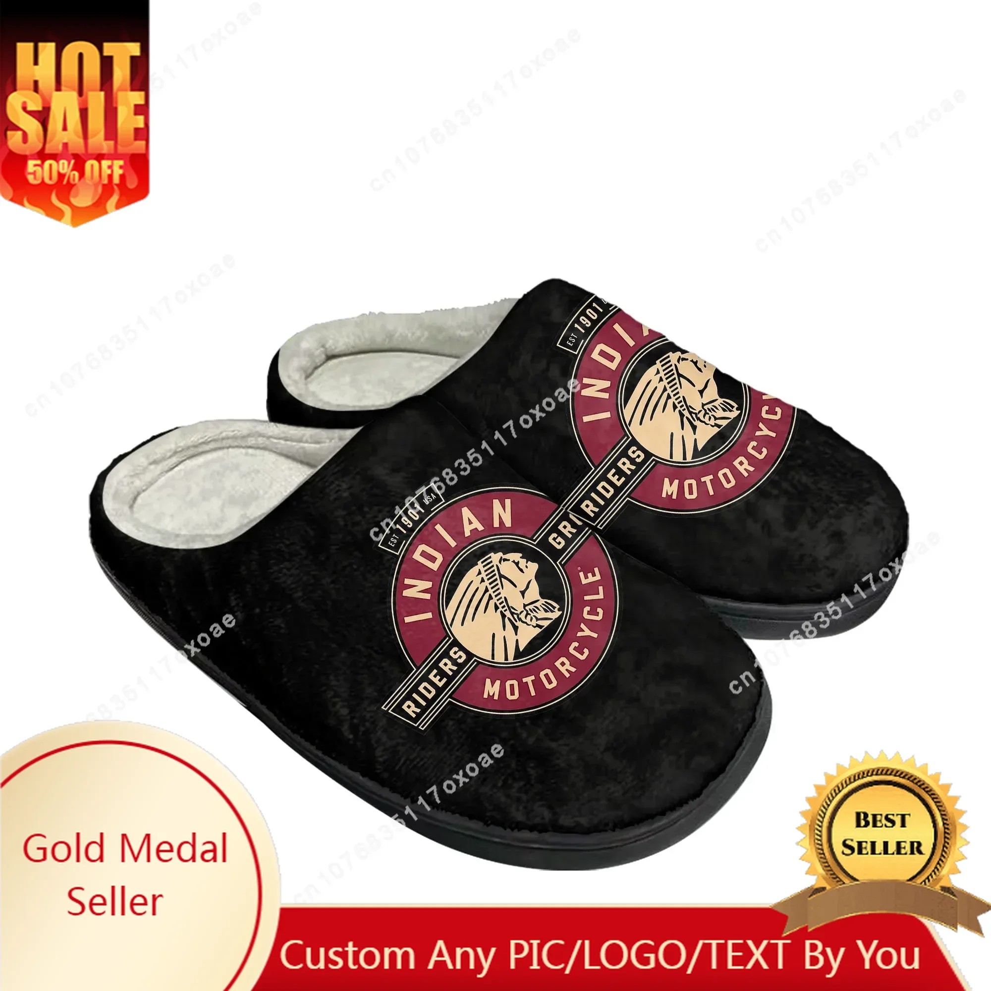 I-Indians Moda Moto Casa Pantofole in cotone Uomo Donna Peluche Camera da letto Casual Tenere al caldo Scarpe Pantofola termica Scarpa personalizzata