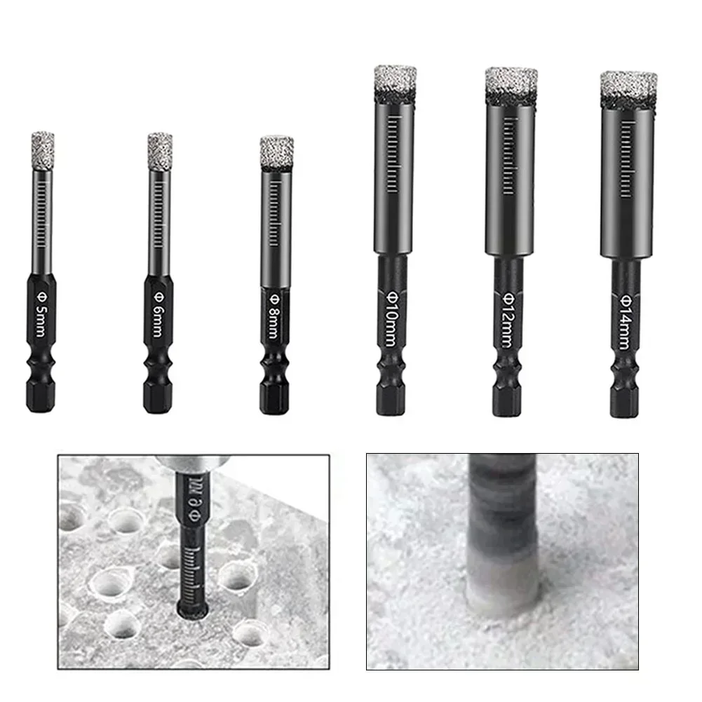 1Pcs 6-12mm Tile Drill Bit Hole Saw Cutter Vaccum Brazed Diamond Dry Drill Bits For Drilling Granite & Marble/glass/concrete