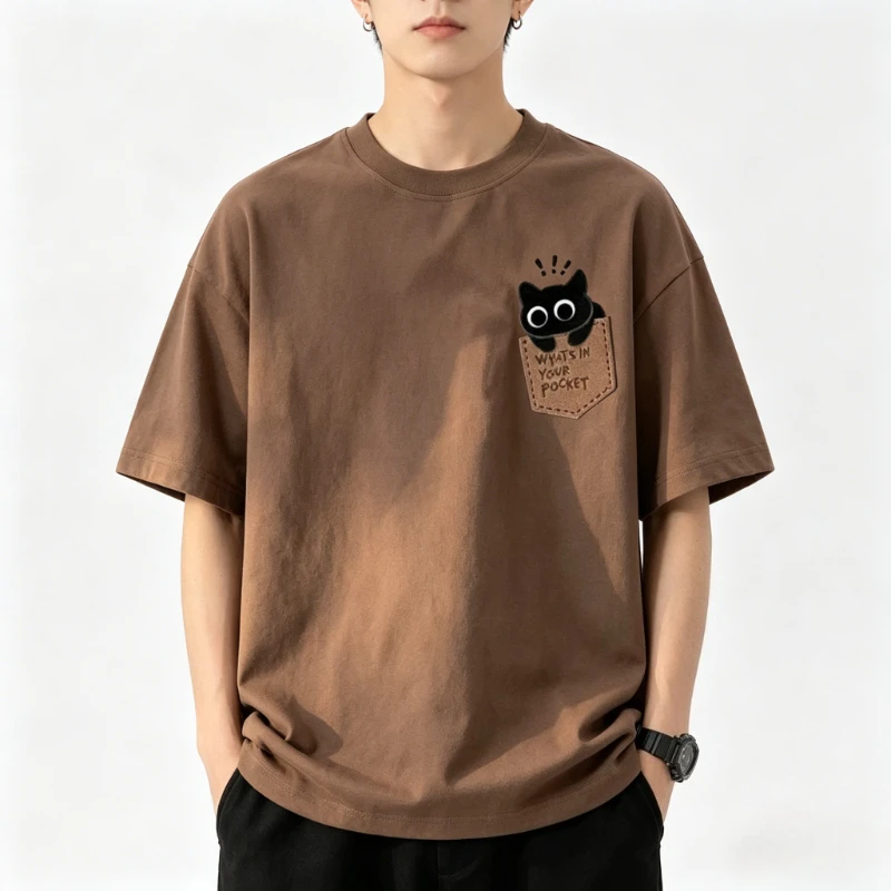 2026 Summer Fun Cartoon Retro American Vintage Casual Couple Loose Sleeve Japanese-Korean Style Short-Sleeved T-Shirt