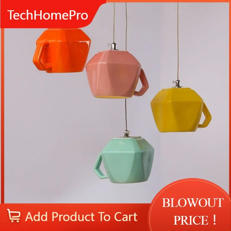 TechHPModern Cup Pendant Light Nodic Dining Room Hanging Lamp Kitchen Chandelier Fixtures Ceiling
