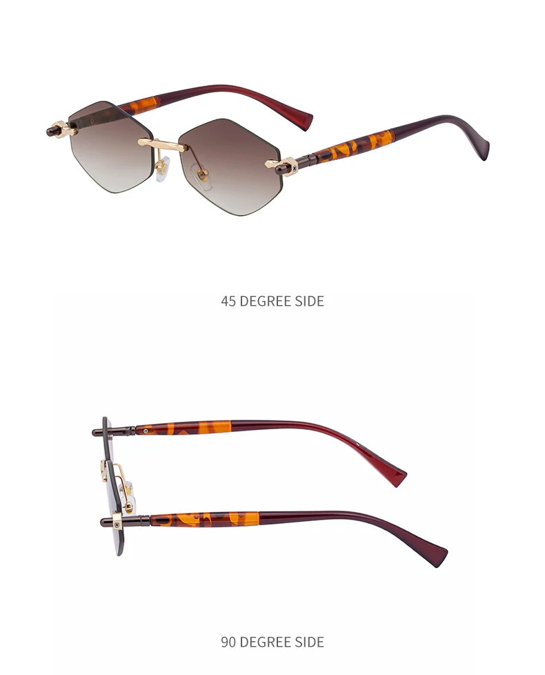Randlose Polygon-Sonnenbrille für Damen 2026 Luxusmarke Mode Retro Sonnenbrillen Punk Sechseckige Brillen für Damen UV400 Outdoor-Sonnenbrillen – Detail 18