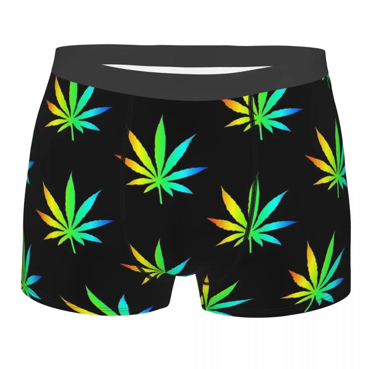 Rainbow Man\'s Boxer Briefs Underwear Cannabis Leaf Plant Marijuana Weed Highly Breathable High Quality Sexy Shorts Gift Idea