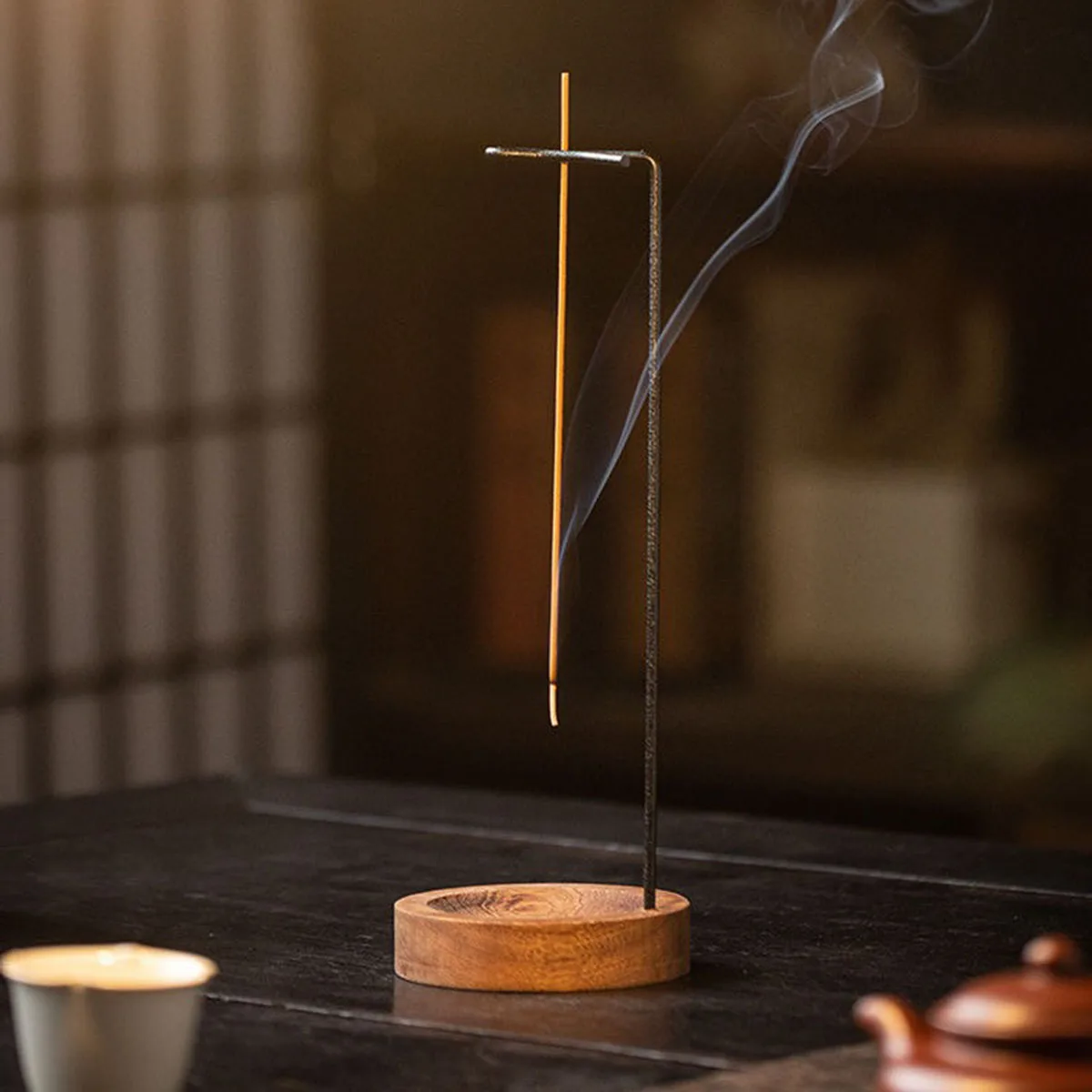 Creative Upside Down Incense Burner Incense Stick Holder Wooden Round Incense Tray Ornament Bedroom Home Yoga Decoration Crafts view 2