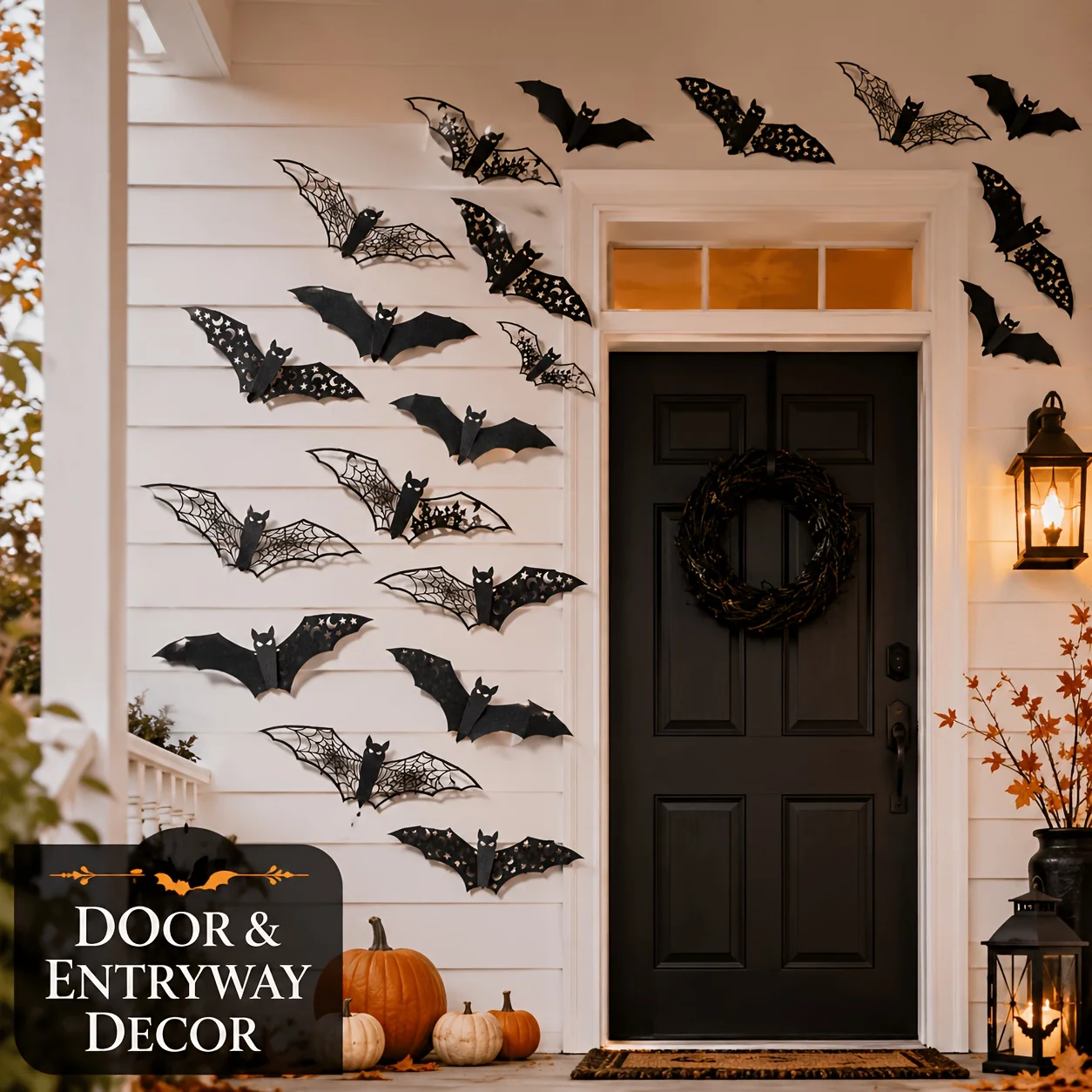 24pcs 3D Black Bat Wall Sticker Halloween Cutout Paper Bat Decals Party Door Window Wall Horror Atmosphere Decoration Prop - view 6
