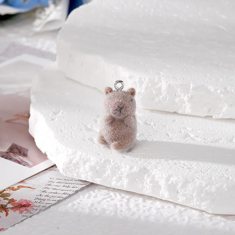 20pcs Flocking Resin Cartoon Bear Frog Charms 3D Plush Animal pendant For make Necklace keychains DIY crafts Jewelry fittings