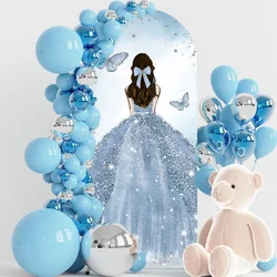 Quinceanera Girl15th Birthday Party Arch Backdrop Glitter Princess Dress Butterfly Background Wedding Baby Show Photo Studio