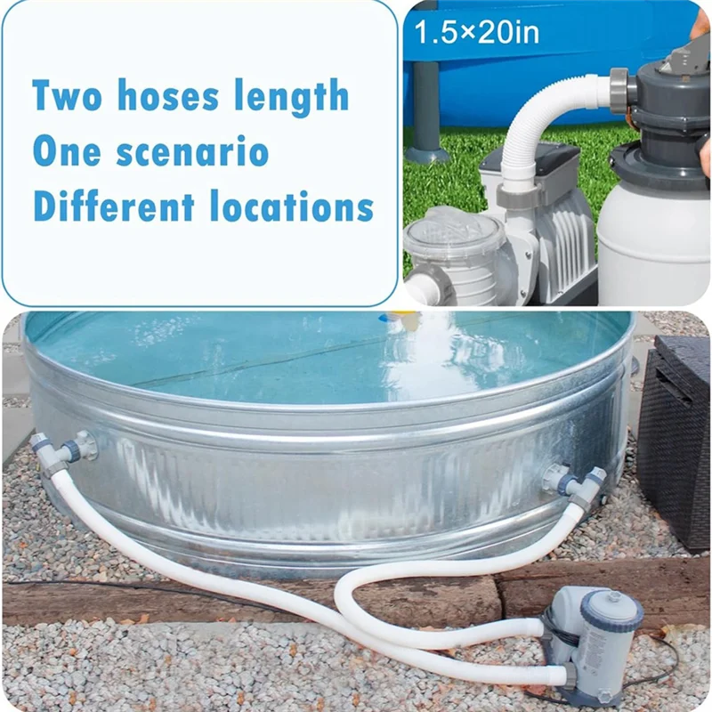 

CQMF-2 Pack Шланги для бассейна для надземных работ диаметром 1,5 дюйма и длинными аксессуарами 59 дюймов Сменный шланг для бассейна