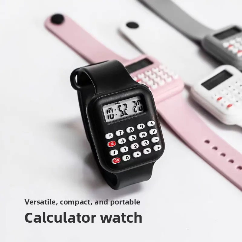 

2025 New Rubber Strap Children's Watch with Calculator, Suitable for Students to Display Time and Date Clock Children's Watch