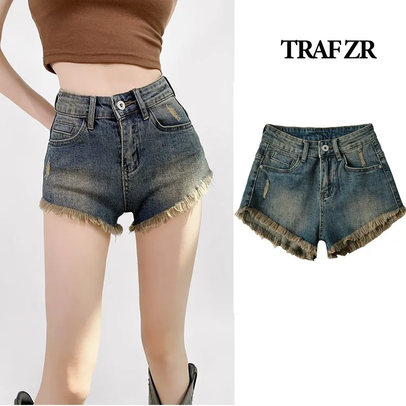 

TRAF ZR High Waist Denim Shorts Women Short Woman Women's Summer Gyaru Fashion Jeans Harajuku Spring 2024 Jean Beach Hot Pants